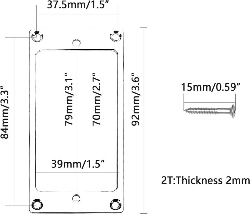 Cheerock 2 Pcs Metal Flat Humbucker Pickup Ring Silver, Pickup Covers Frame Mounting Ring for Electric Guitar Bass Replacement Parts - Image 2